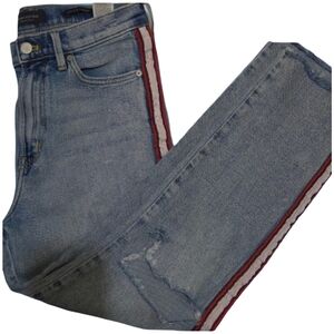 Banana Republic High Rise Straight Jeans‎ Side Stripe Distressed Size 6